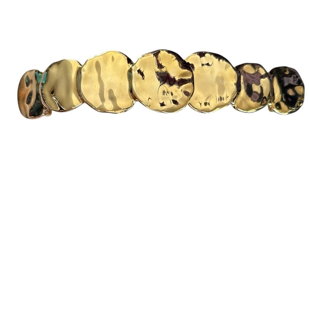 Vintage Accessocraft NYC Gold Hammered Disc Belt Front / Centerpiece 9” — 1970s - Picture 7 of 9